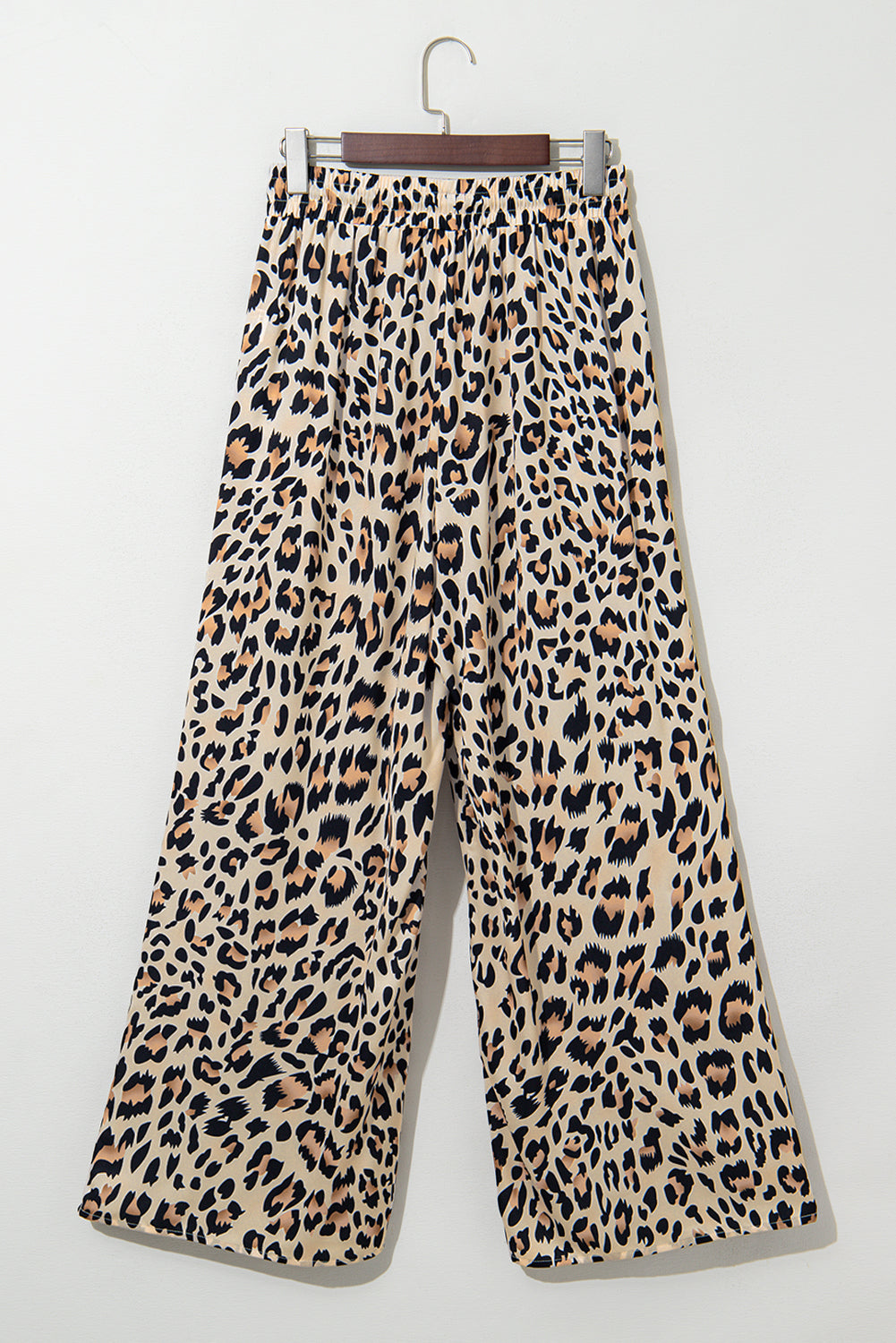 Parchment Leopard Drawstring Elastic Waistband Flowy Wide Leg Pants Dear-Lover Dropshipping