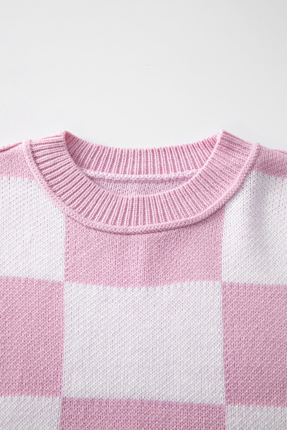 Pink Checkered Bishop Sleeve Sweater Dear-Lover Dropshipping