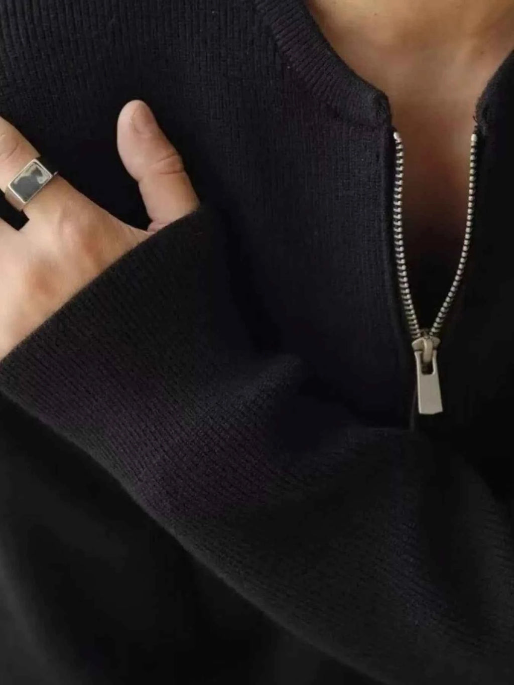 Men's Plus Size Quarter Zip Relaxed Fit Pullover Sweater