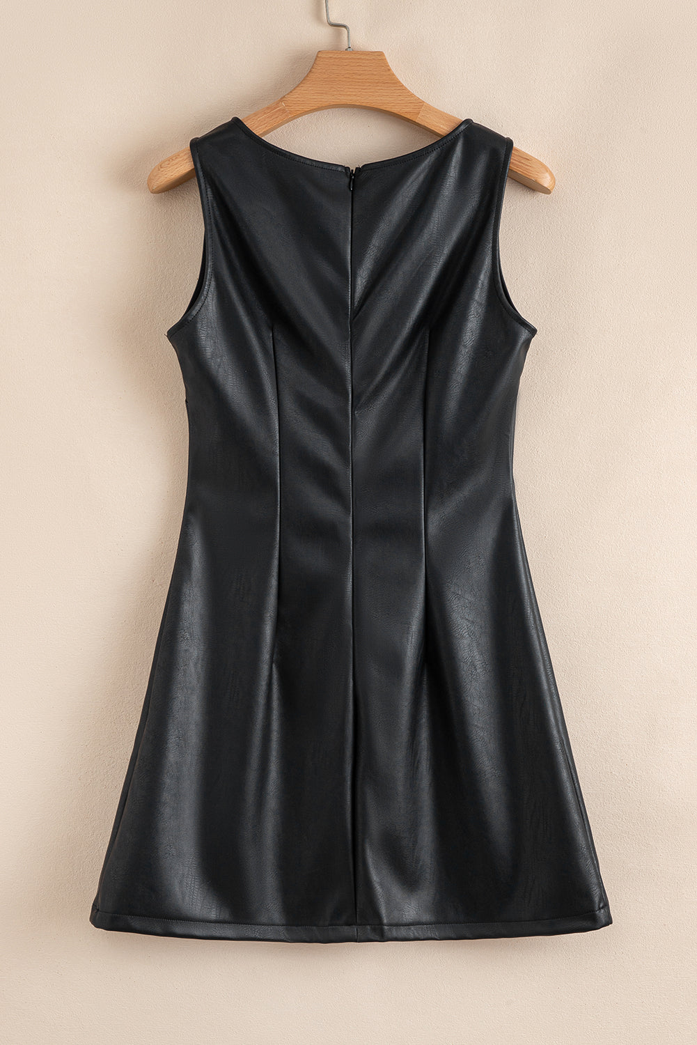 Black Vegan Leather Sleeveless Mini Dress Dear-Lover Dropshipping