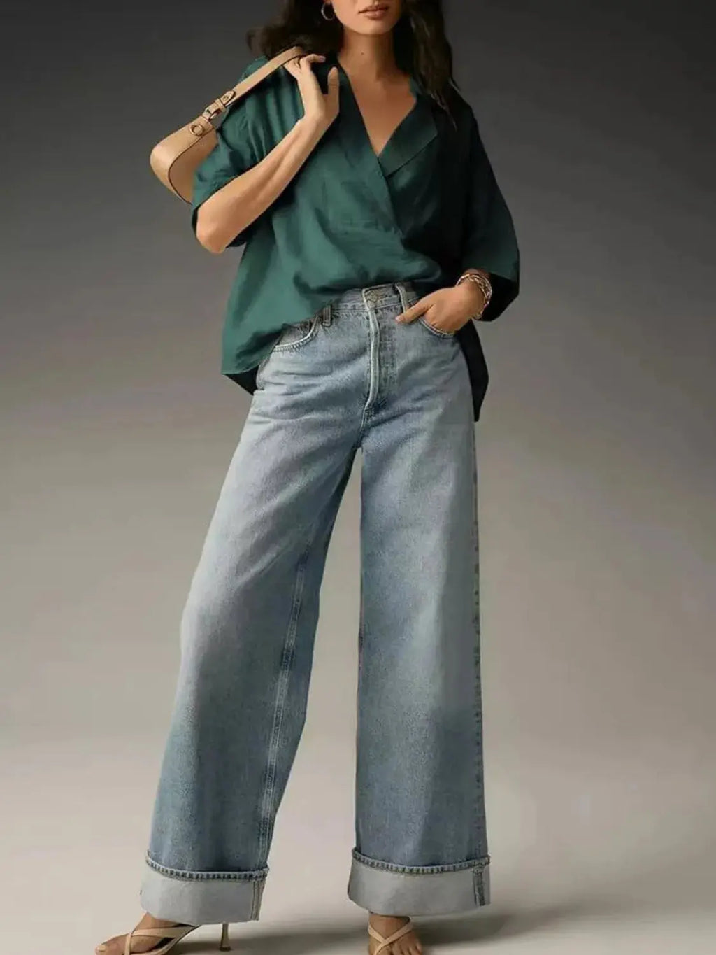 Collared Neck Half Sleeve Blouse.