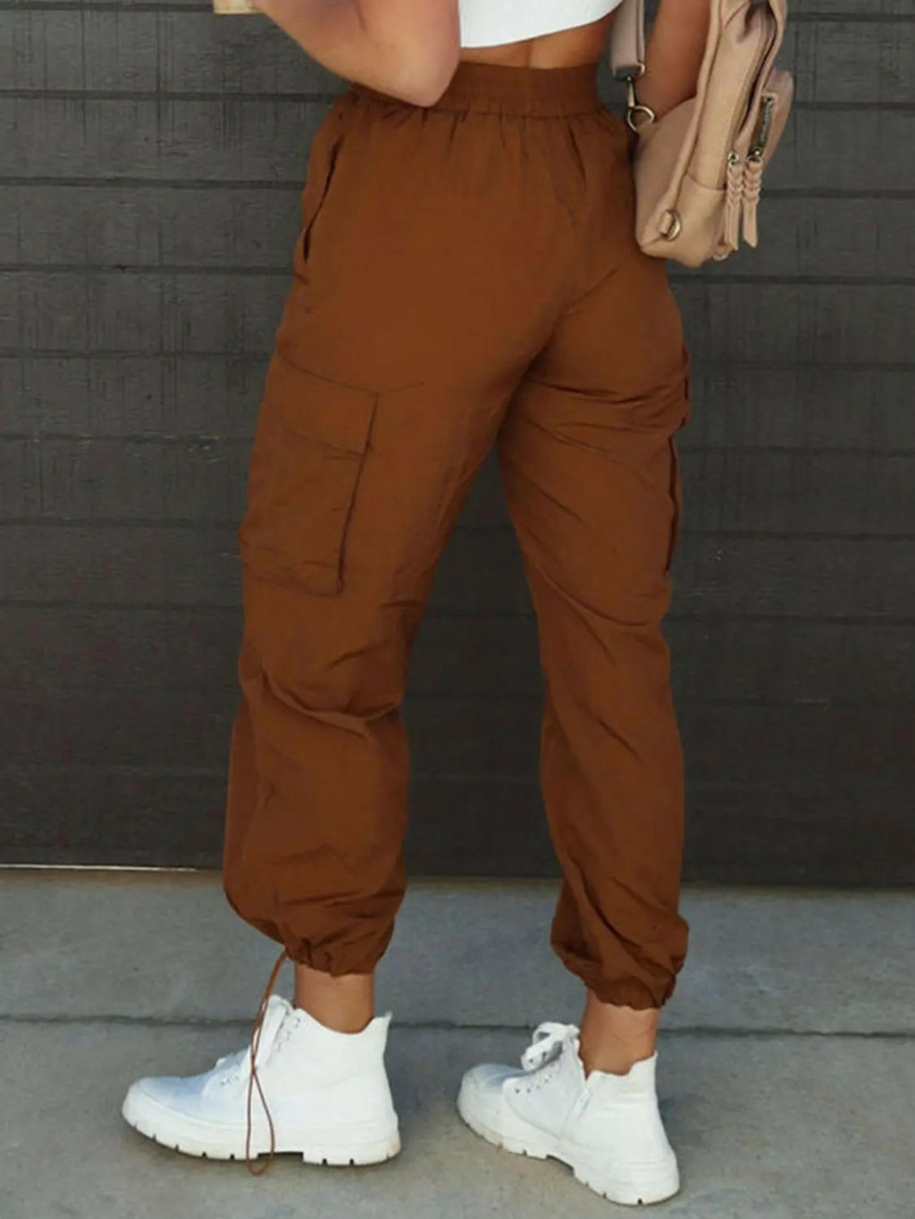 High Waist Drawstring Pants with Pockets.