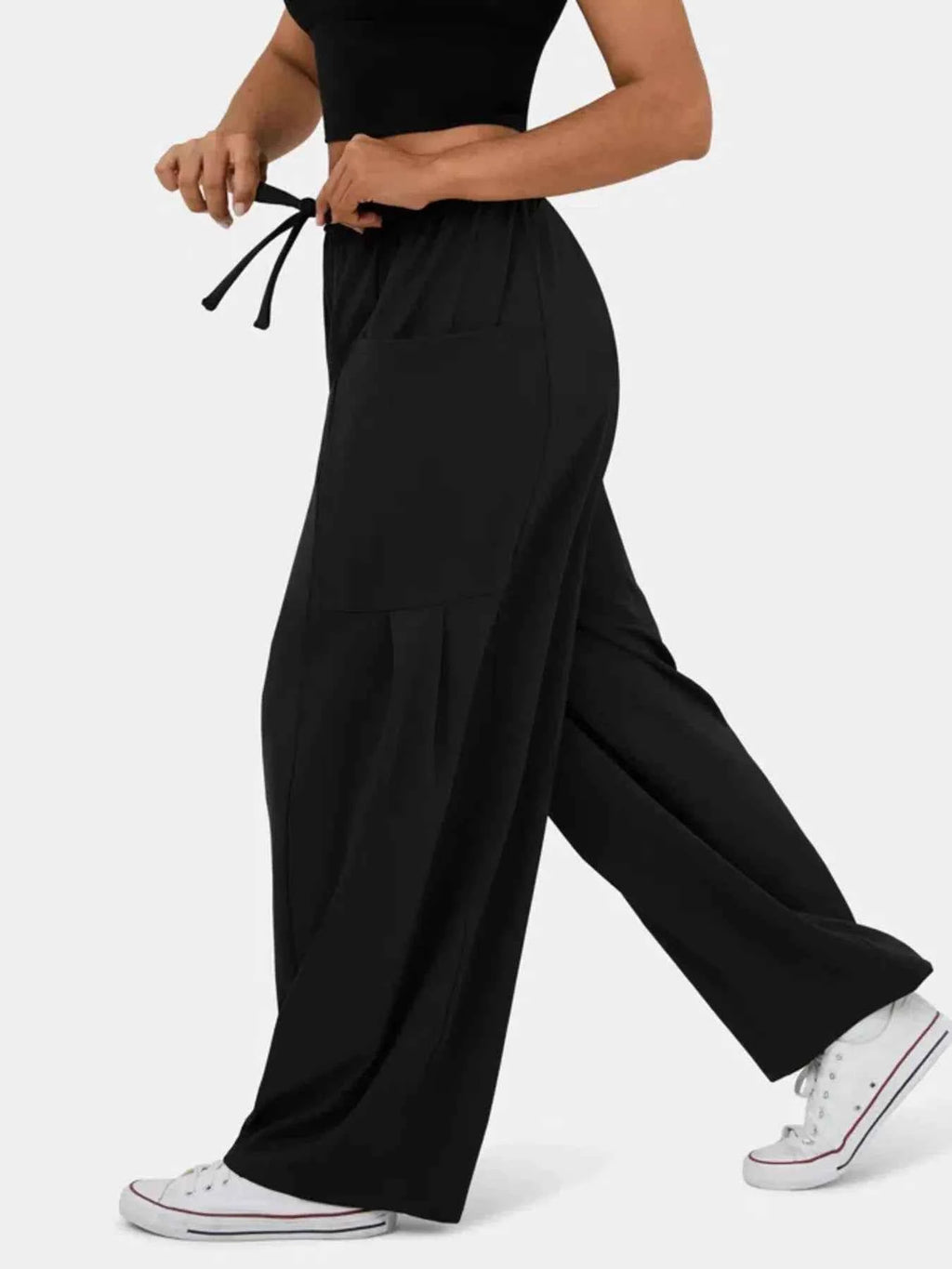 Drawstring Wide Leg Pants.