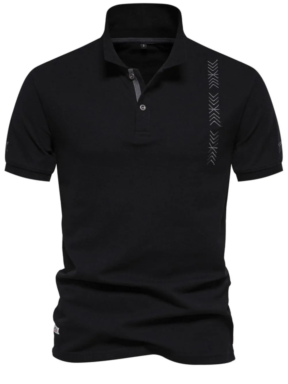 Men's Collared Neck Geometric Embroidered Polo.