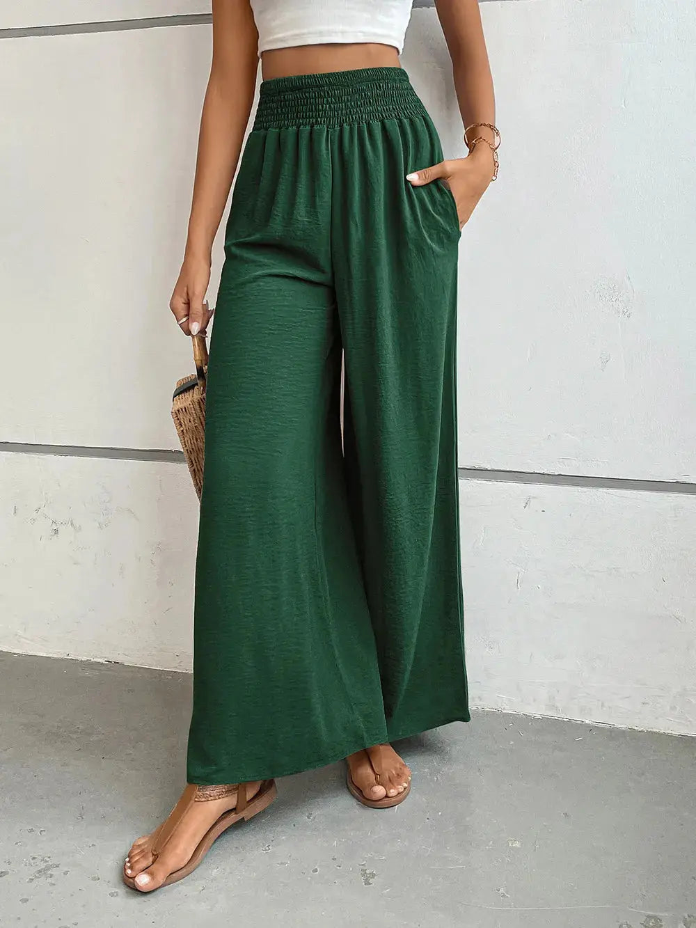 Perfee Wide Leg Pants with Pockets - CHIC TB
