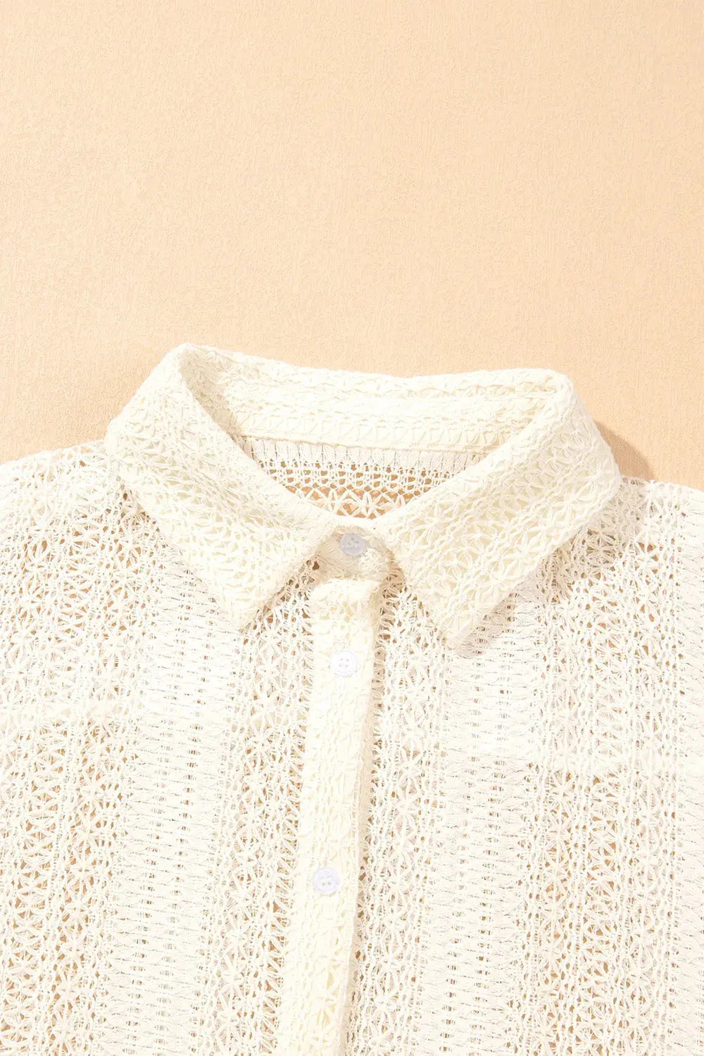 Lace Crochet Collared Neck Oversized Shirt.