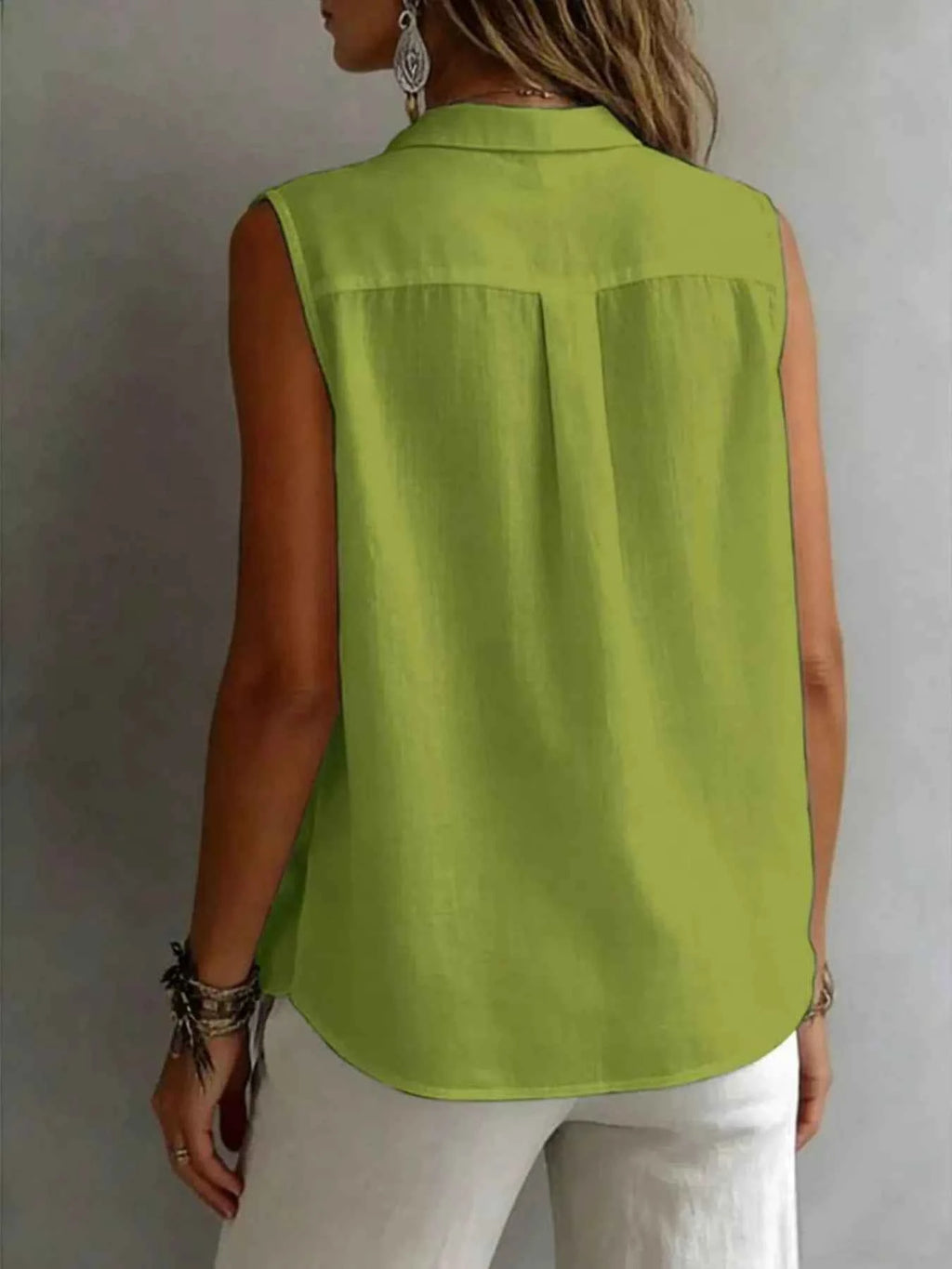 Sleeveless Button-Down Shirt
