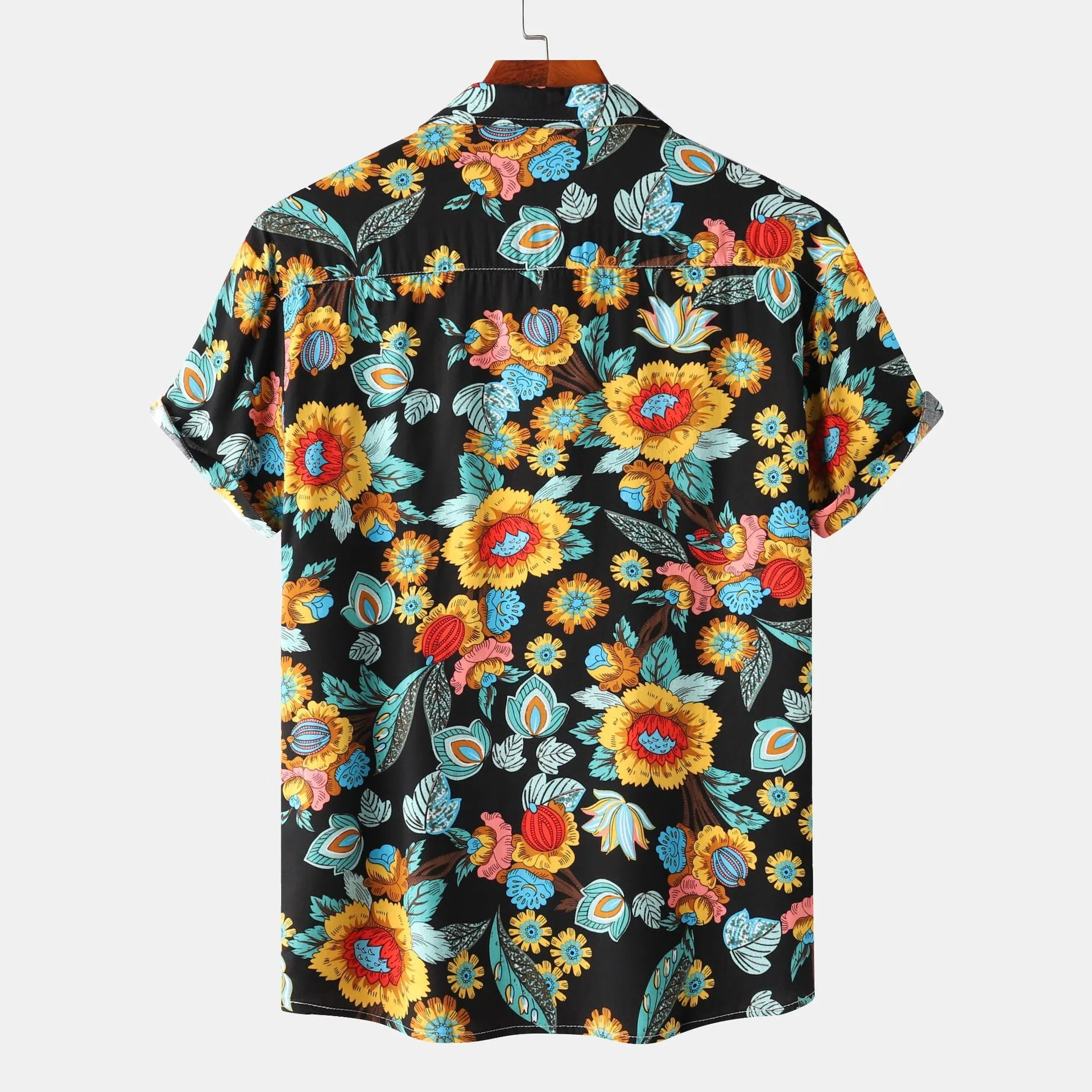 Men's Plus Size Floral Print Short Sleeve Hawaiian Shirt.