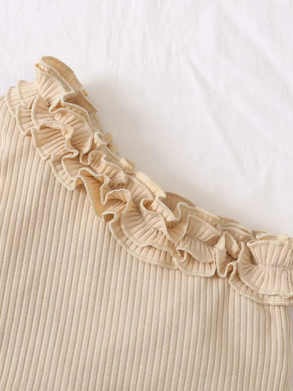 Single Shoulder Top and Printed Skirt Set.