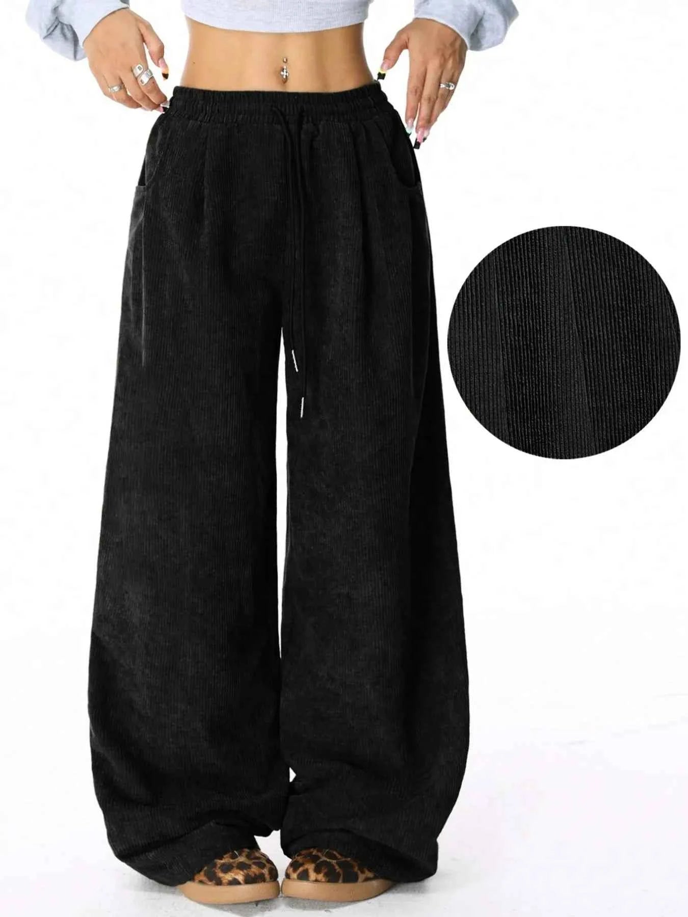 Drawstring Wide Leg Pants.