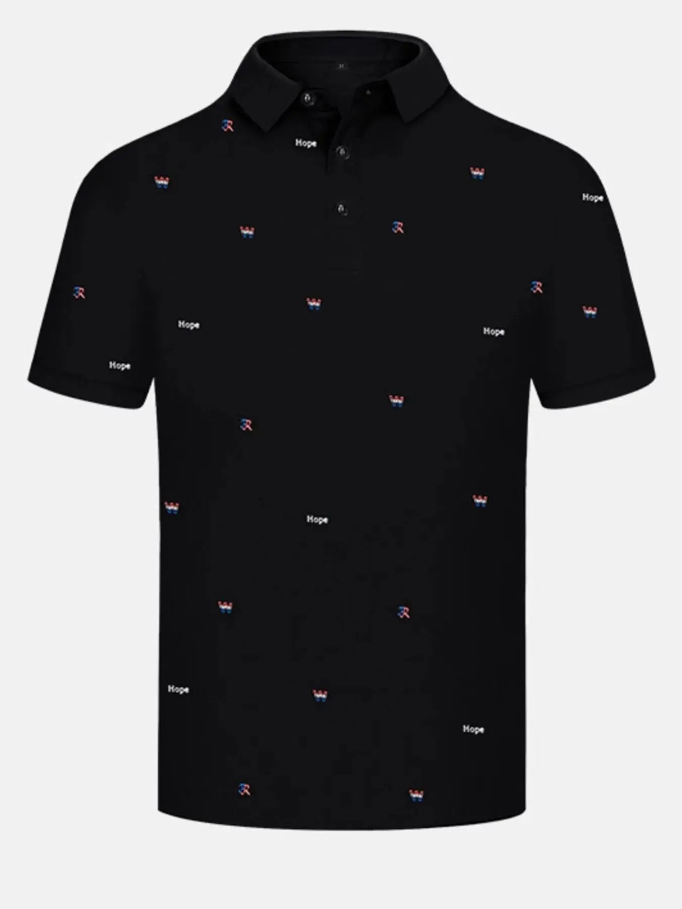 Men's Letter Embroidered Collared Neck Polo.