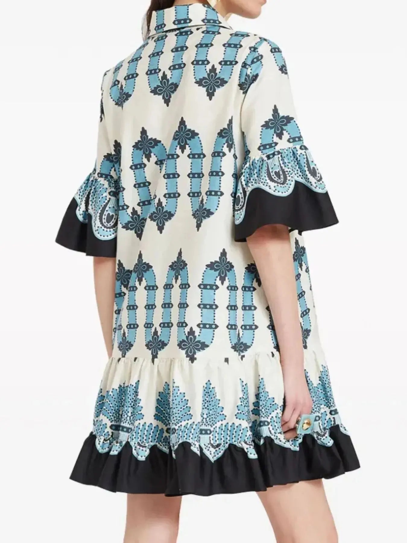 Floral Print Ruffle Sleeve Mini Dress.