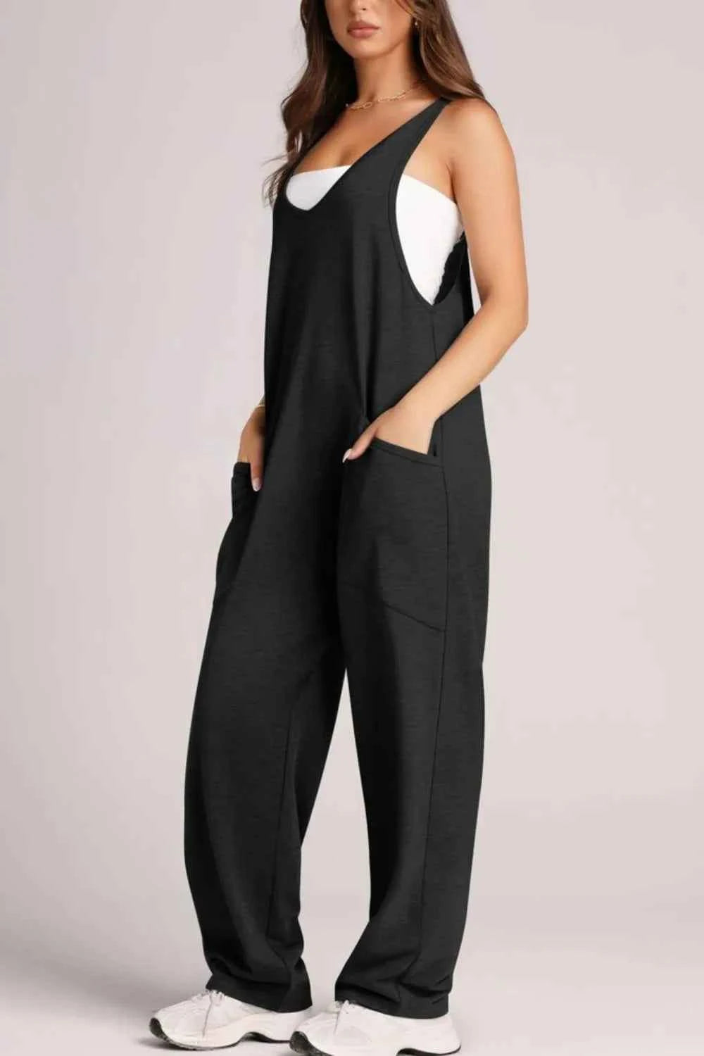 Lovelet V-Neck Wide Strap Overalls