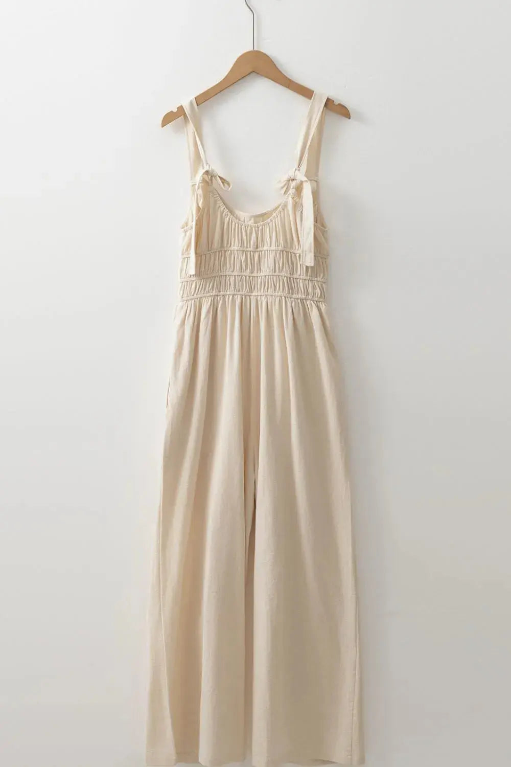 Ruched Sleeveless Wide Leg Jumpsuit.