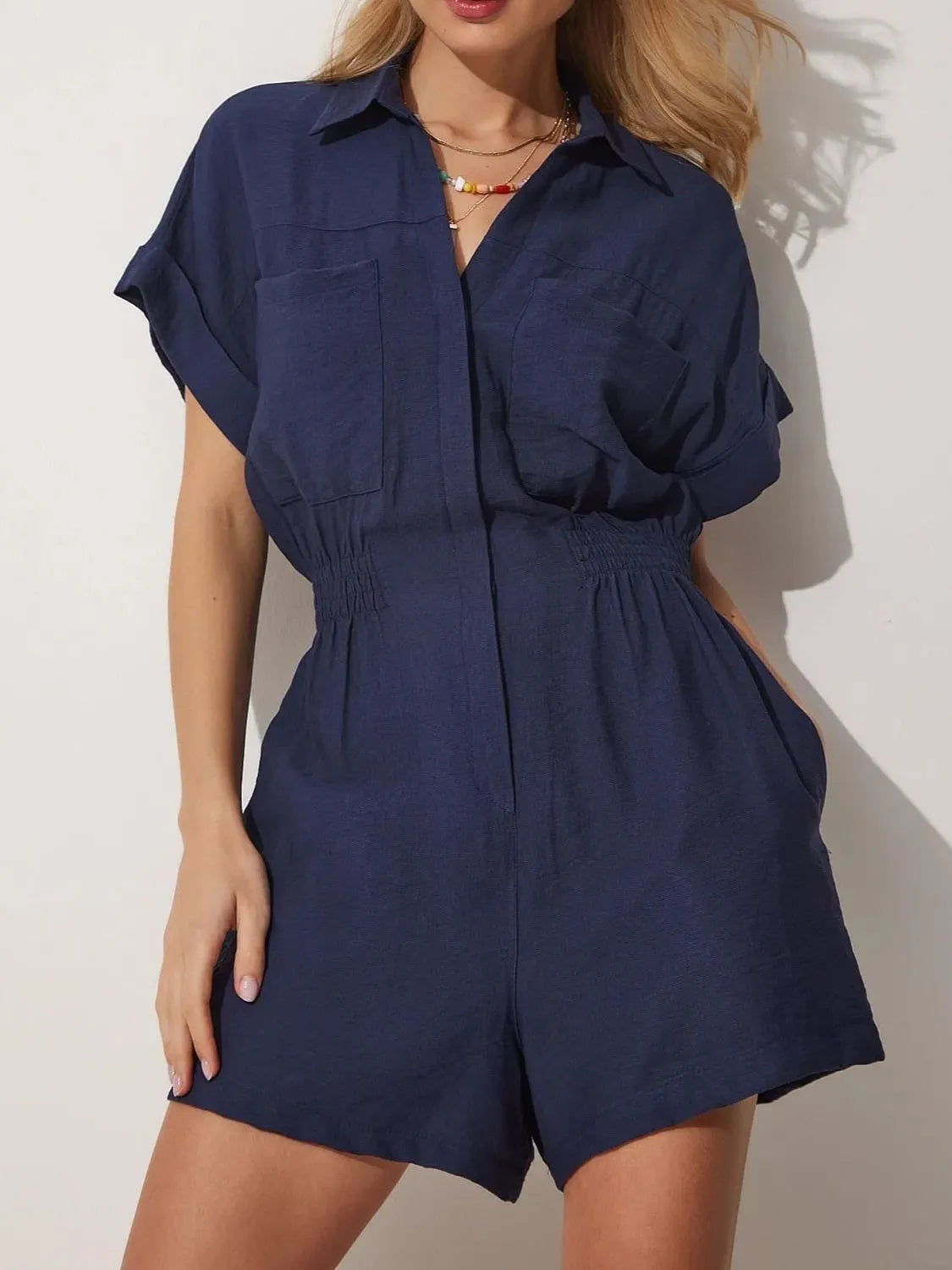 Johnny Collar Short Sleeve Romper.