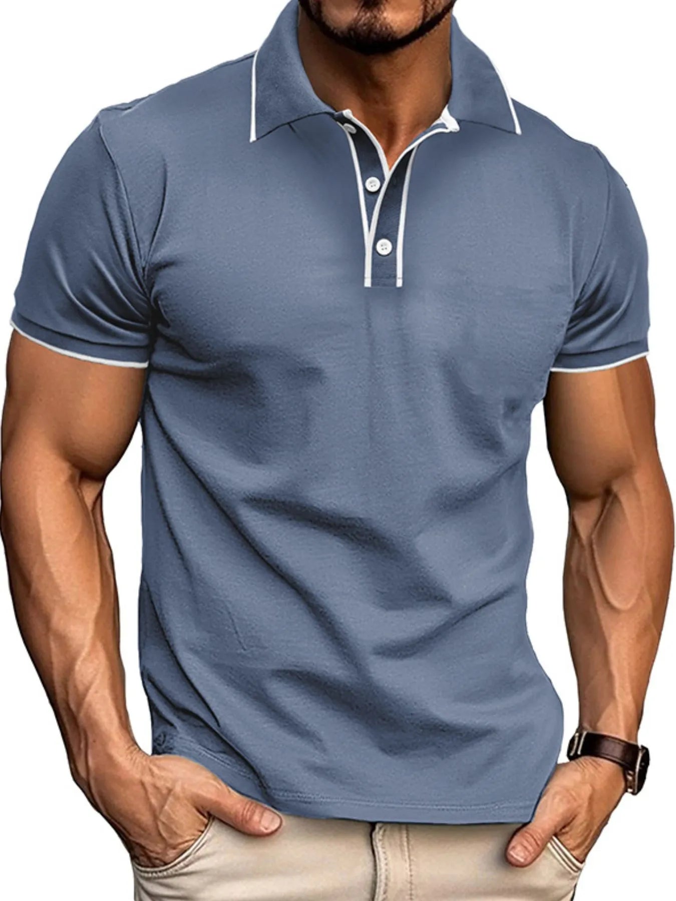 Men's Slim Fit Polo Shirt with Contrast Trim.