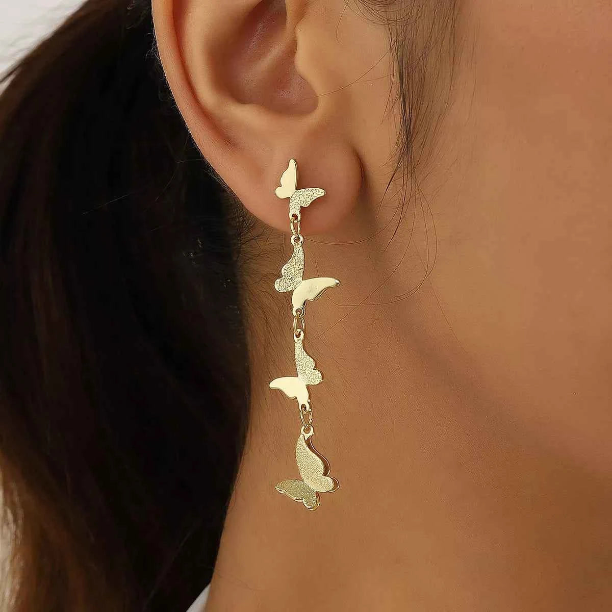 18K Gold-Plated Alloy Butterfly Earrings