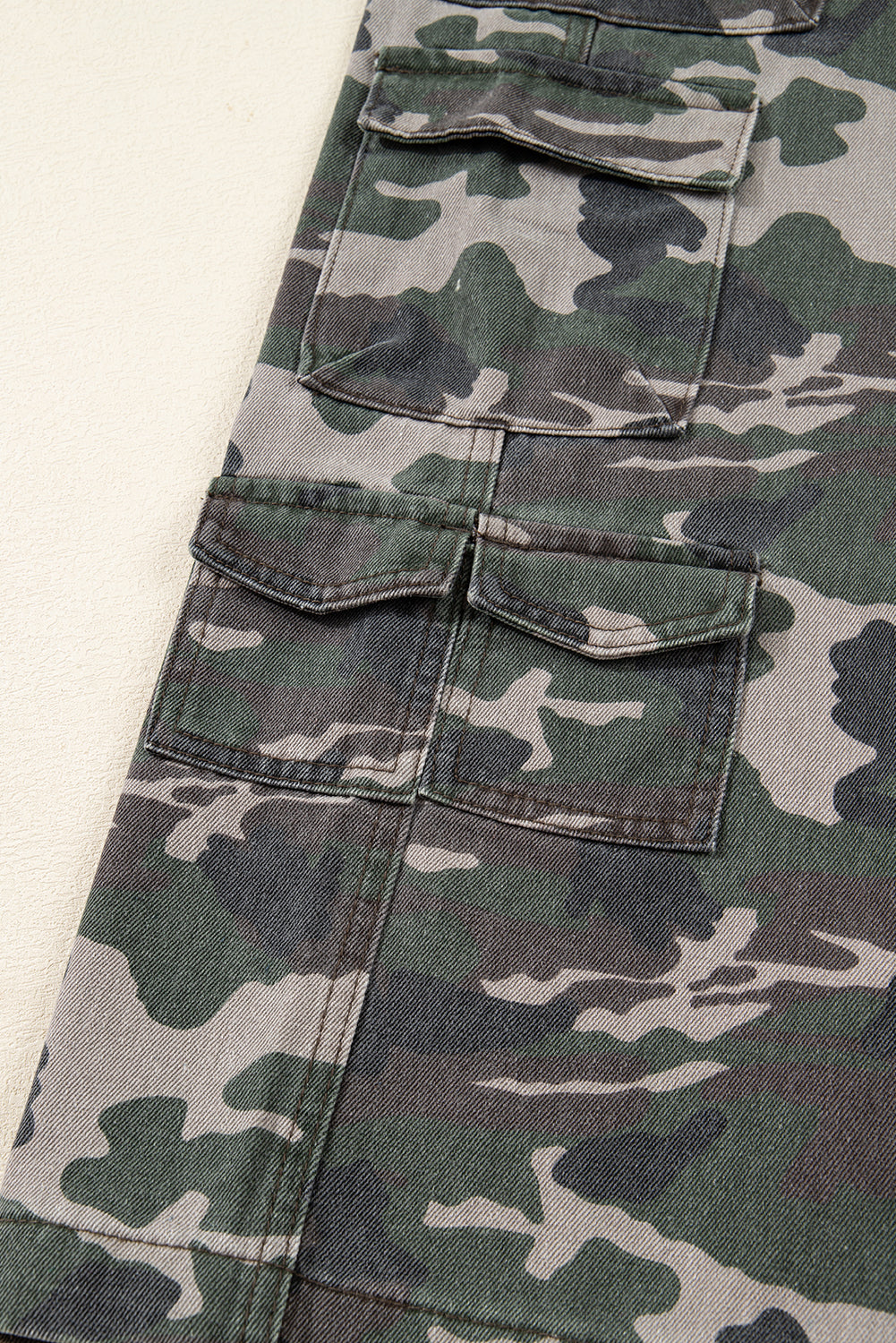 Green Camo Denim Cargo Wide Leg Pants Dear-Lover Dropshipping