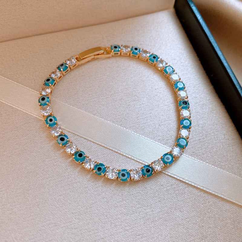 Ice Blue Zircon Bracelet Korean Ins Style  Dainty Bangle Luxury Premium Versatile Wrist Jewelry