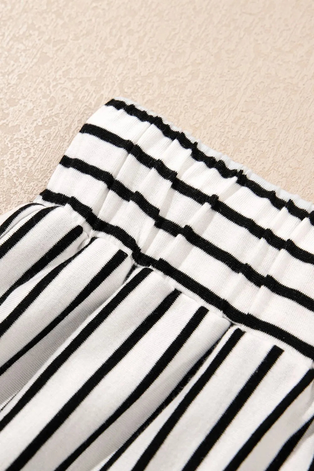 Stripe V Neck Tee and Casual Shorts Set.