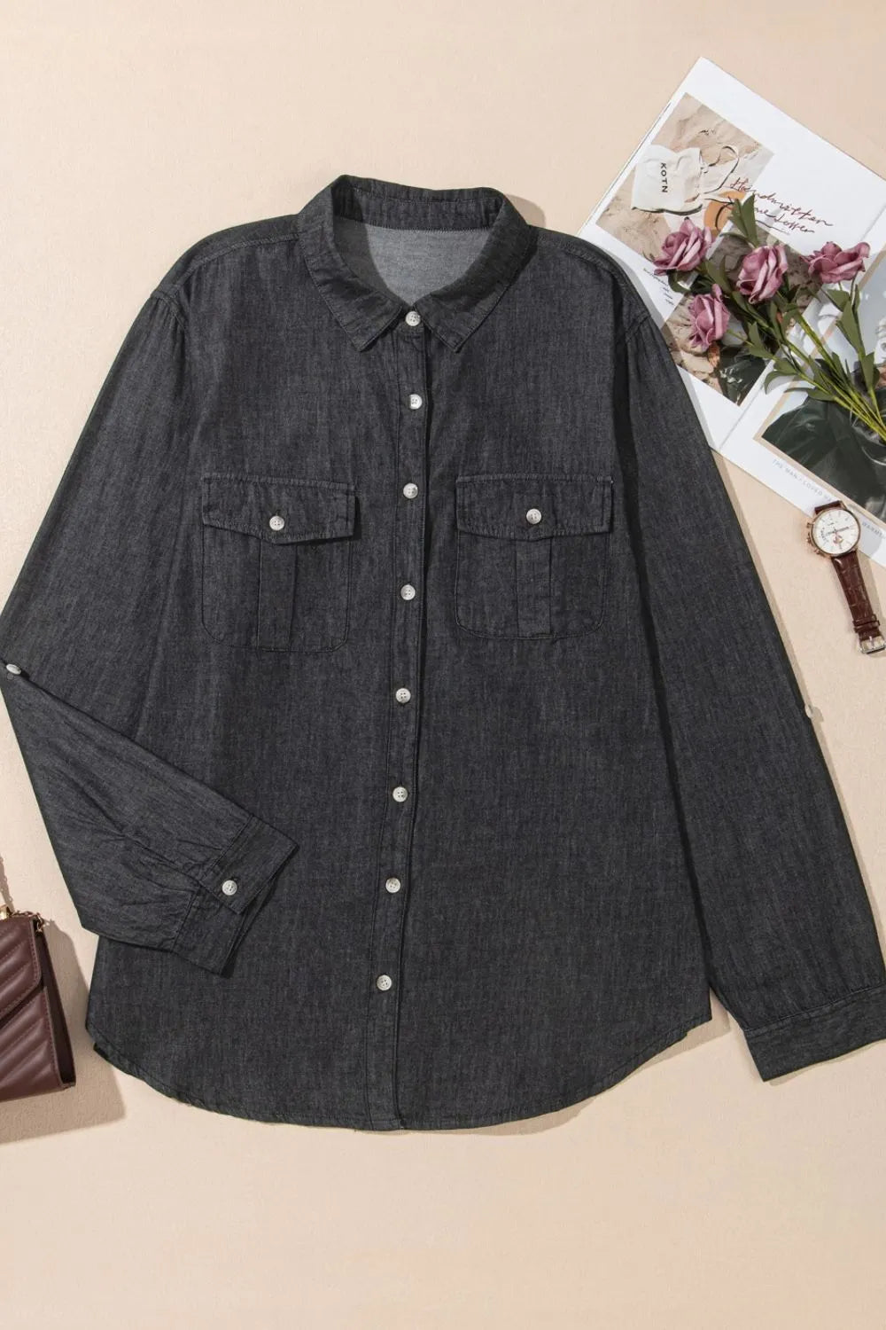 Long Sleeve Denim Top.