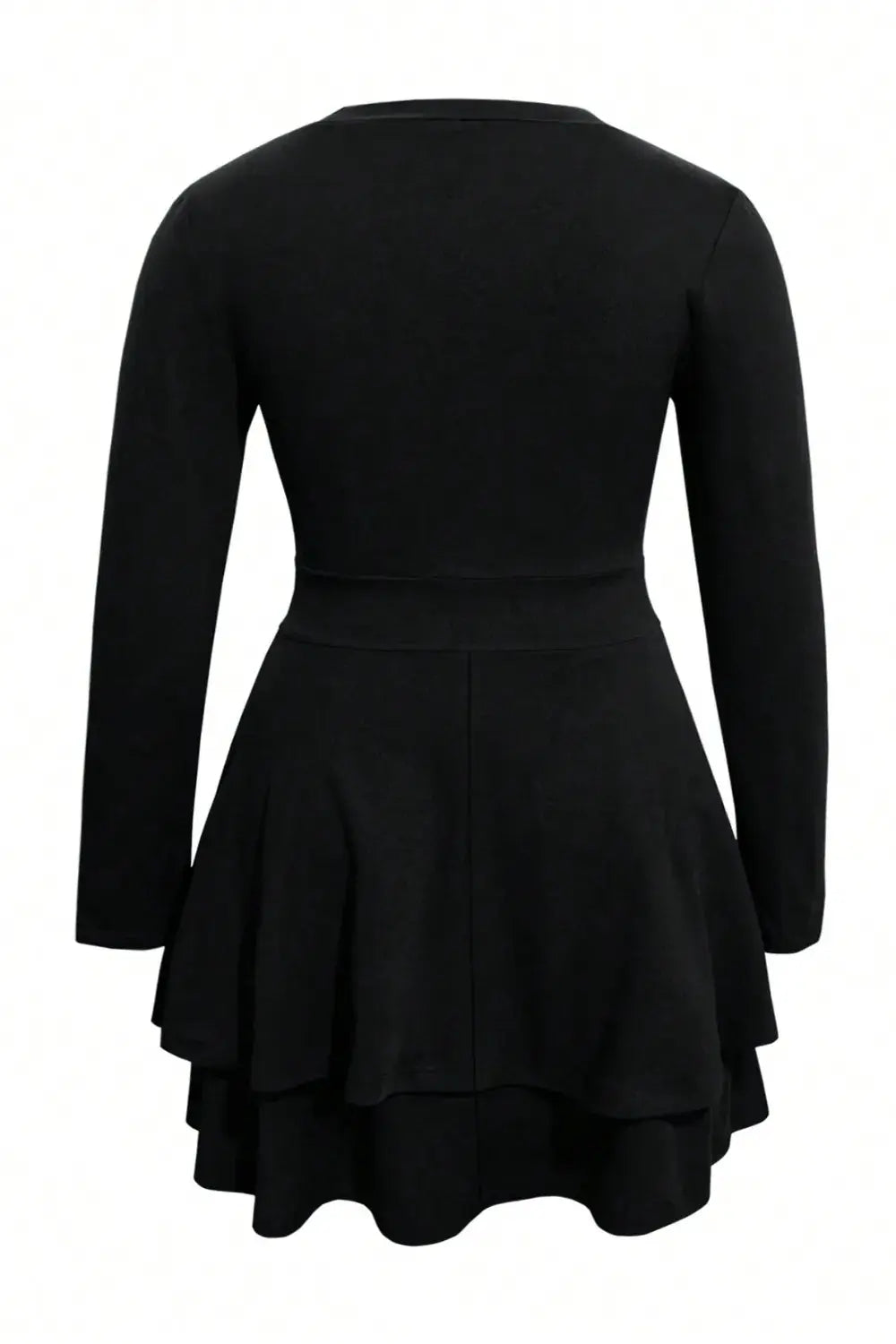 Plus Size Layered V-Neck Long Sleeve Mini Dress.
