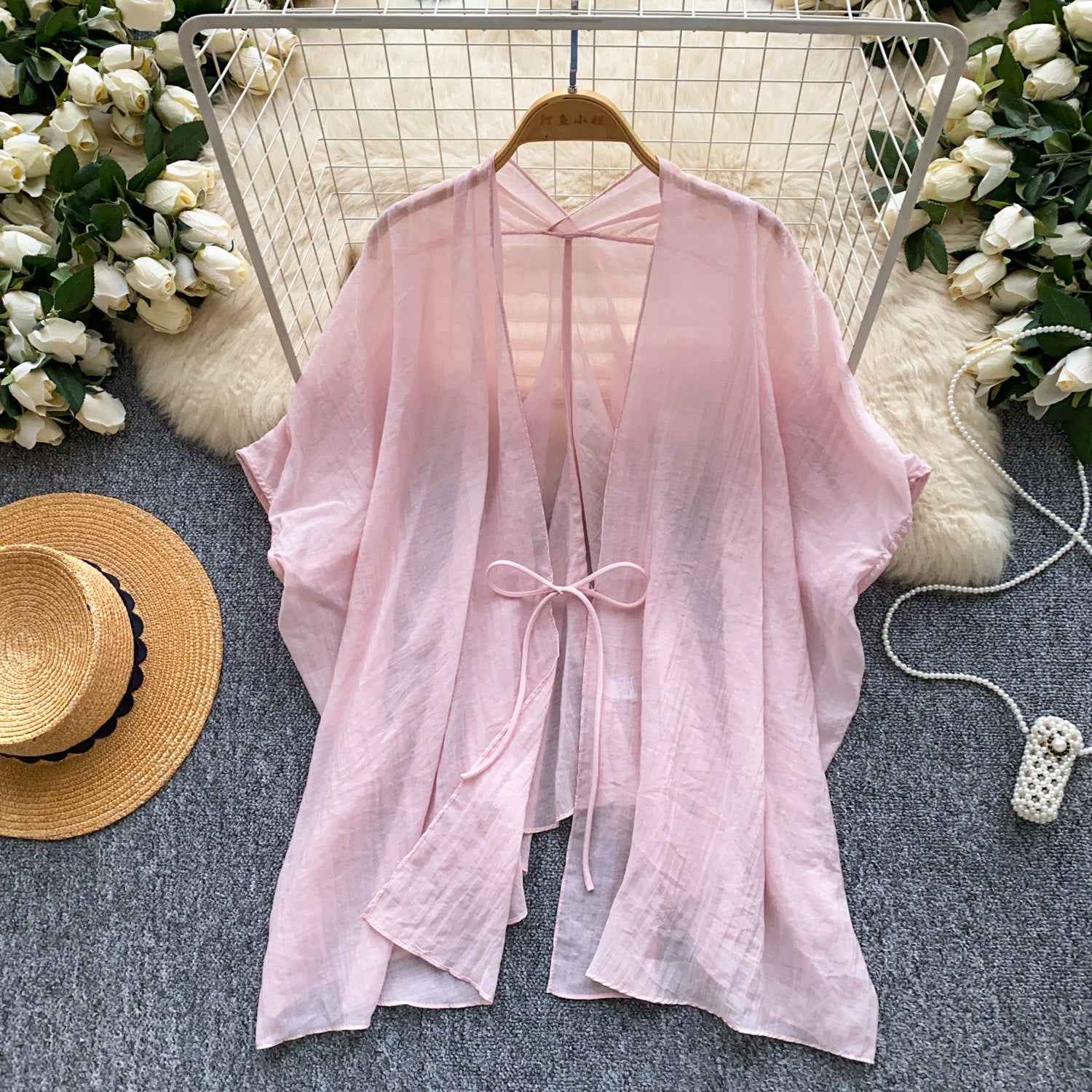 Womens Solid-color Loose-fitting Skin-friendly Breathable Minimalist Jacket