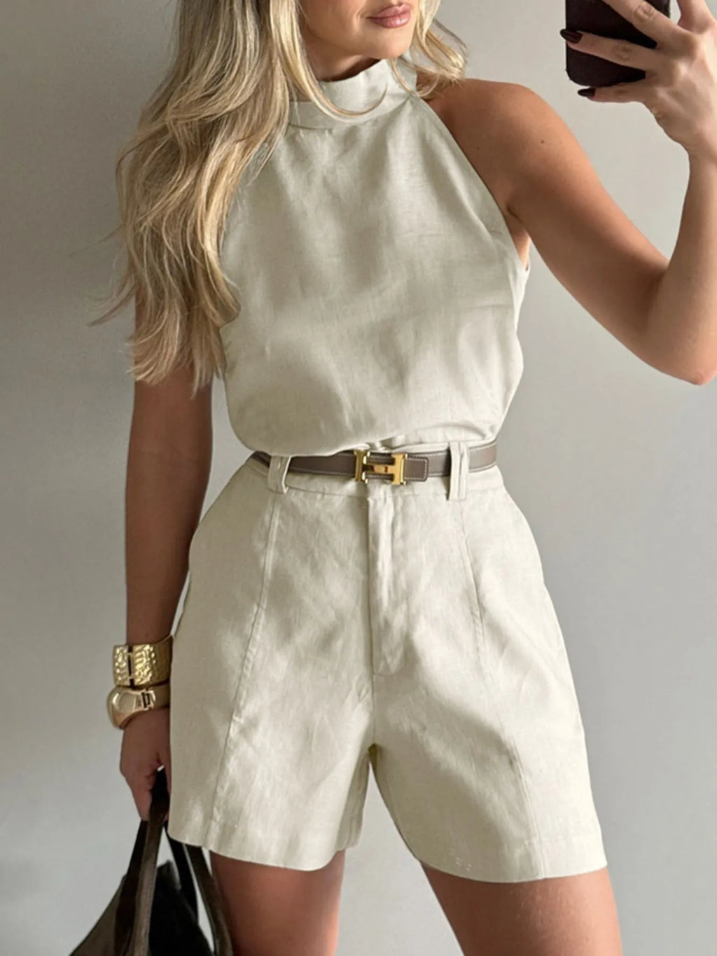 Sleeveless Top and Shorts Set.