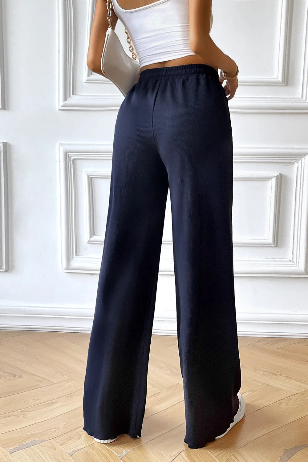 Devine Drawstring Wide Leg Pants with Pocketed.
