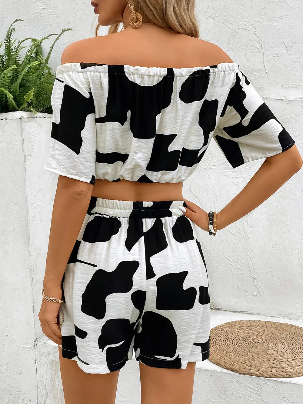 Perfee Drawstring Off-Shoulder Top and Shorts Set - CHIC TB