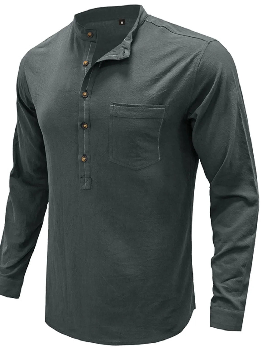 Men's Button Detail Long Sleeve Polo Shirt.