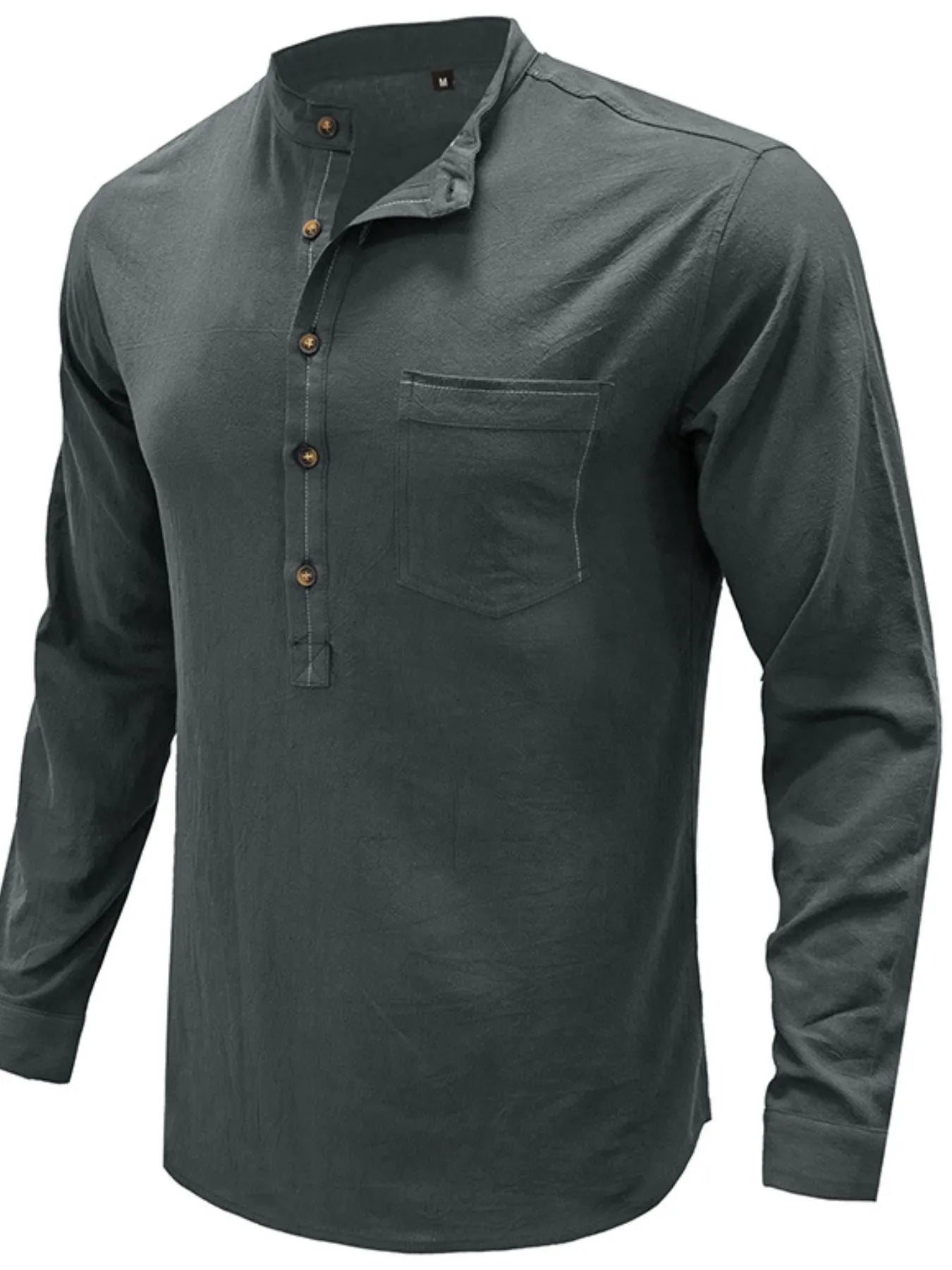 Men's Button Detail Long Sleeve Polo Shirt.