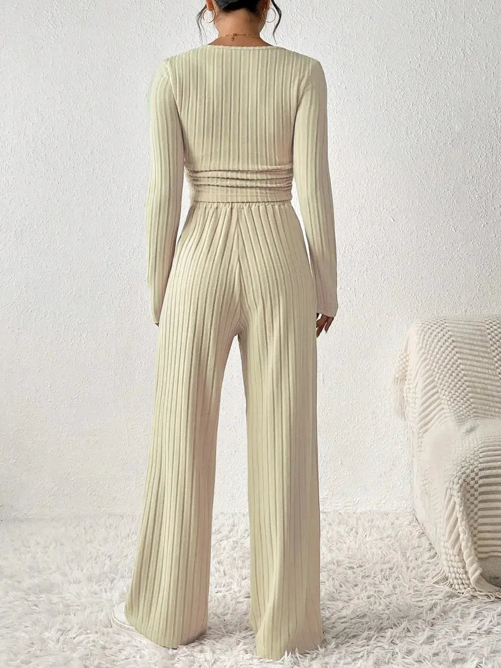 Honey Scoop Neck Long Sleeve Top and Pants Set.
