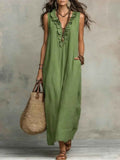 V-neck Ruffled-design Womens Dress