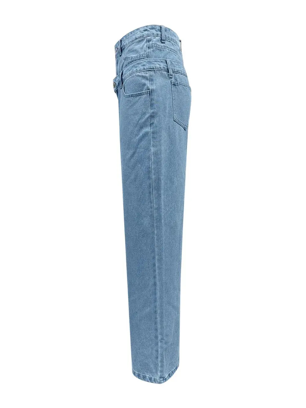 Faux Layered High Waist Jeans.