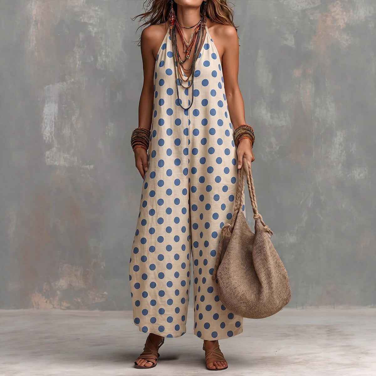 Sleeveless Wide-leg Jumpsuit For Cross-border Fashion And Vacation Style