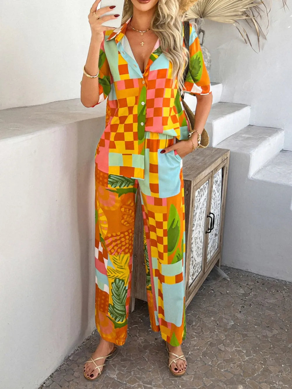 Button Down Shirt and Pants Set - CHIC TB