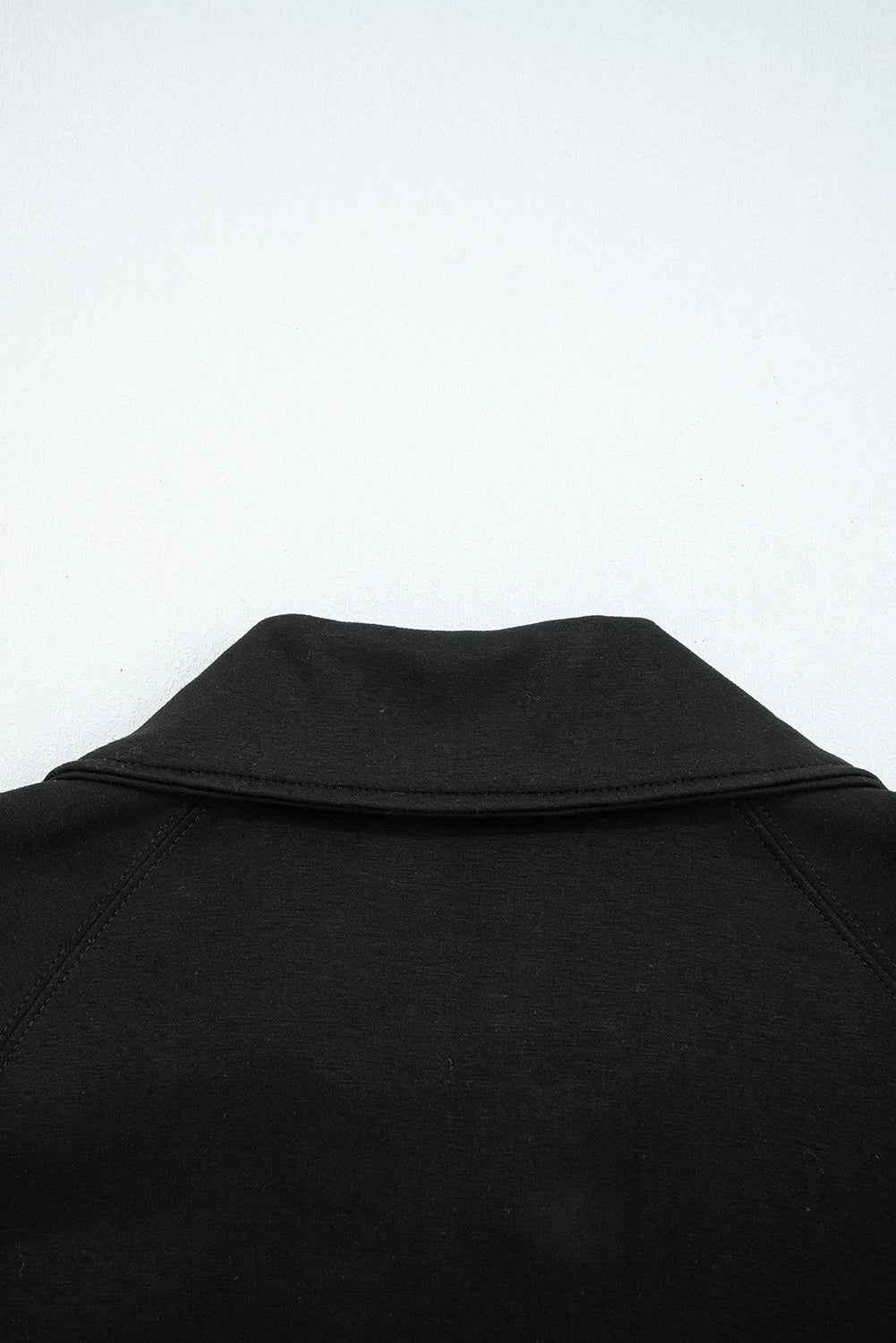 Black Zip Collar Long Sleeve Top Drawstring Pants Set