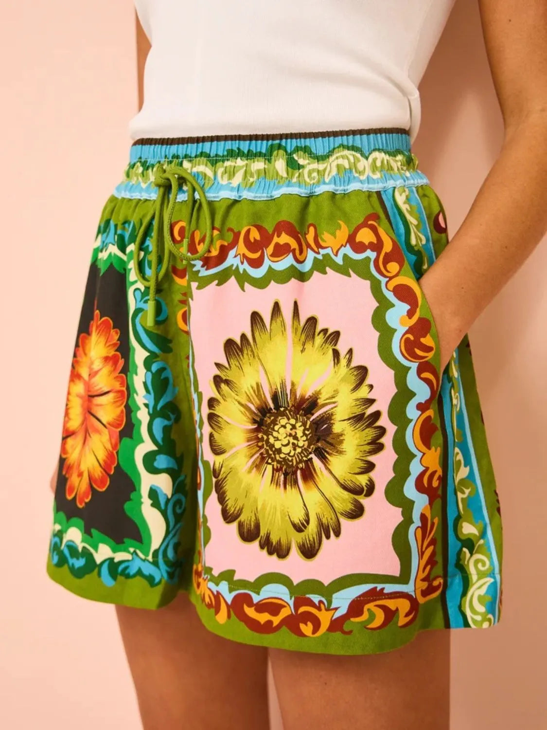 WOMEN Button Down Top and Drawstring Shorts Set - CHIC TB
