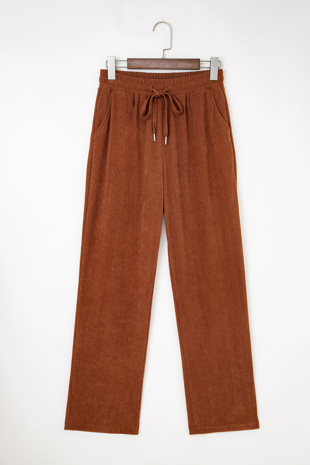 Chestnut Drawstring Elastic Waist Casual Corduroy Pants Dear-Lover Dropshipping