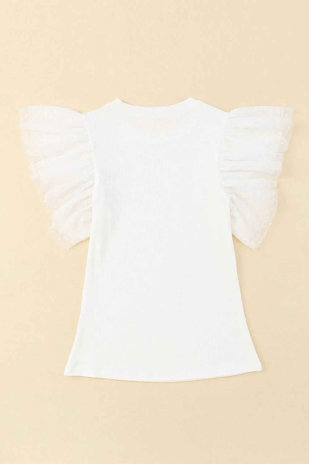 Ruffled Round Neck Cap Sleeve Blouse.