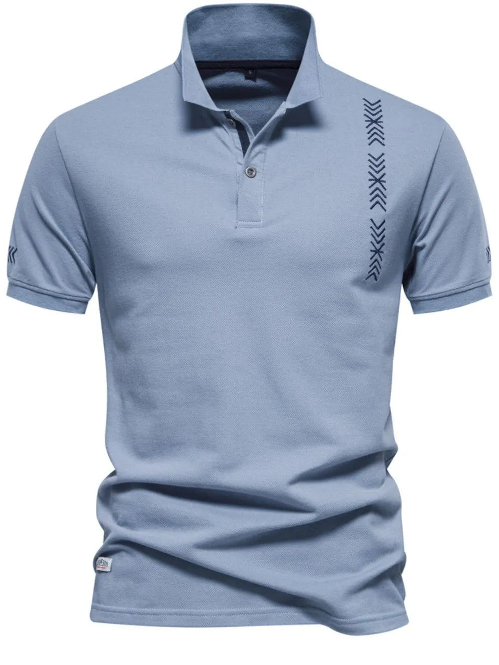Men's Collared Neck Geometric Embroidered Polo.