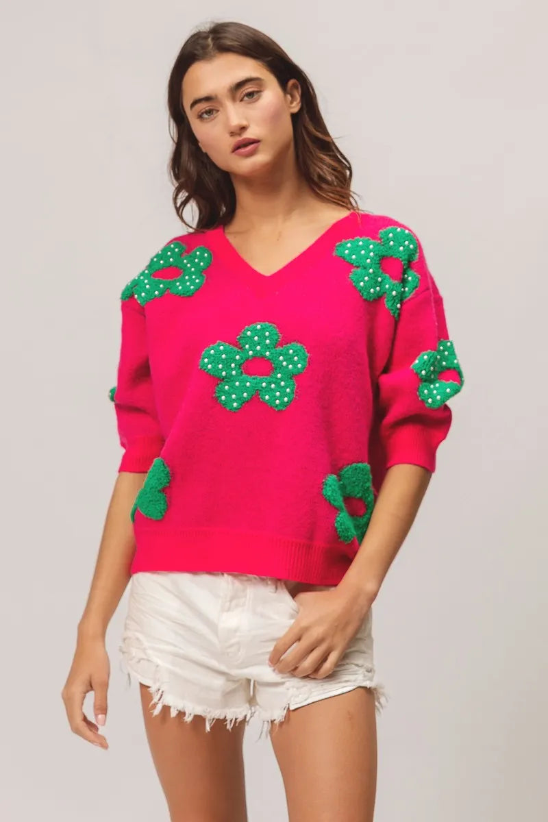 Flowers Sweater Top.
