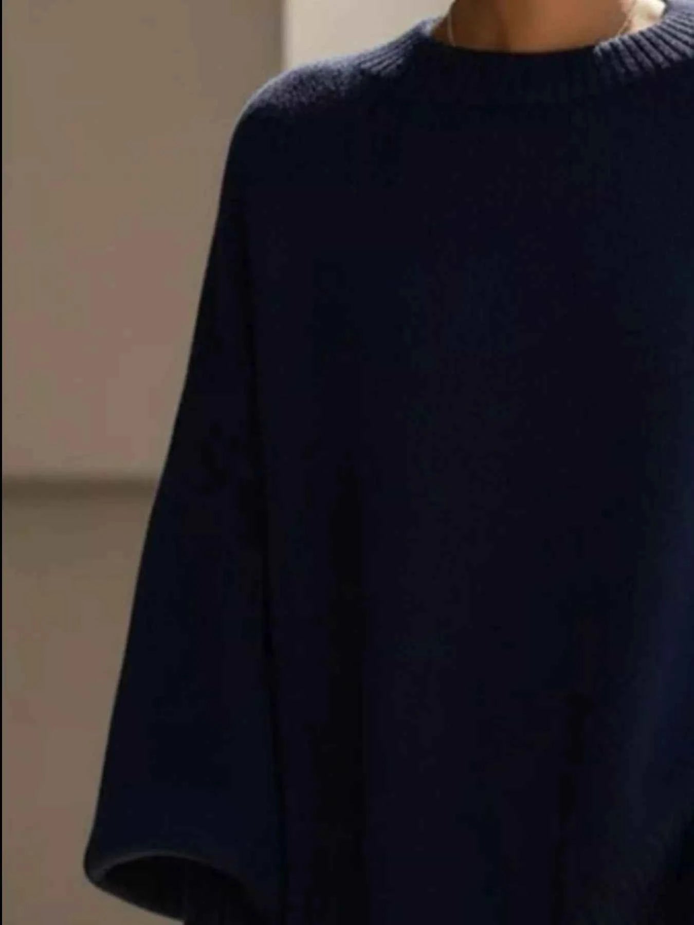 Oversized Batwing Sleeve Round Neck Sweater