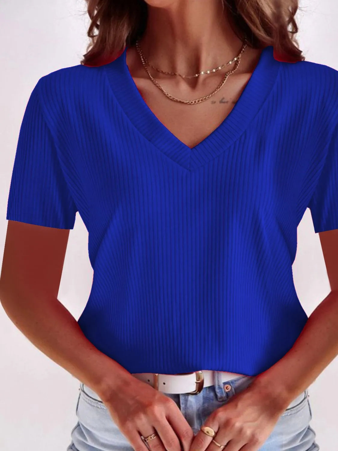 V-Neck Short Sleeve T-Shirt Plus Size.