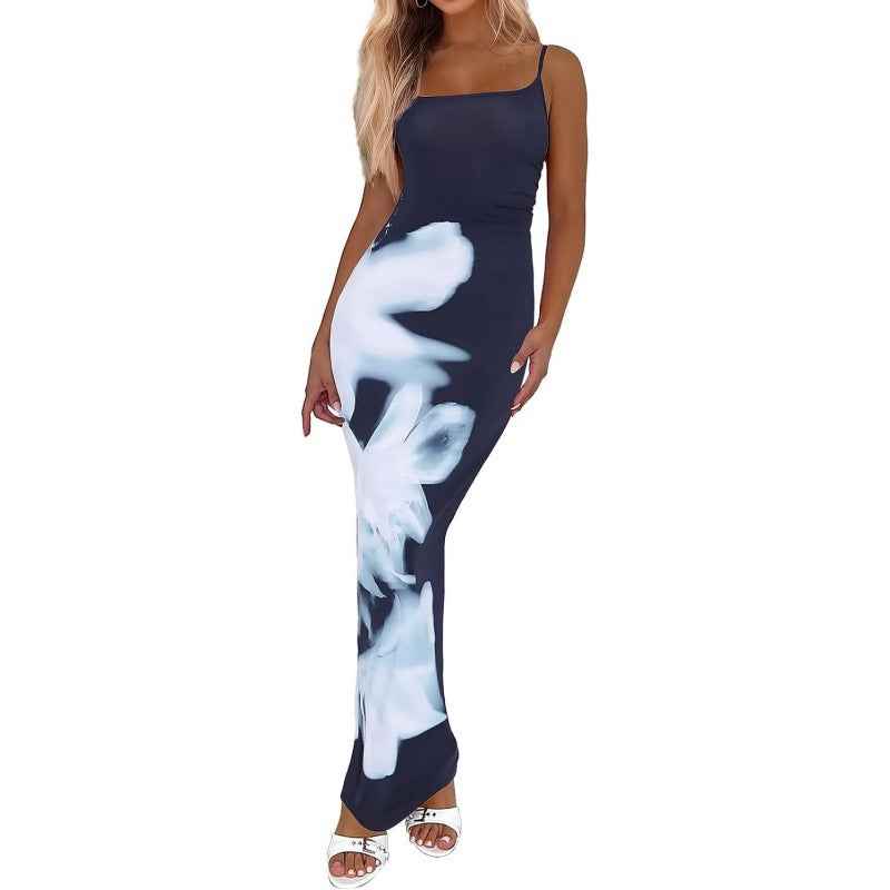 Bodycon Printed Strap Dress European And American Style
