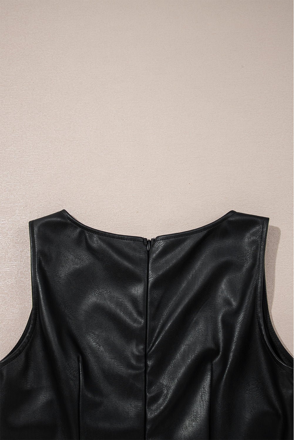 Black Vegan Leather Sleeveless Mini Dress Dear-Lover Dropshipping