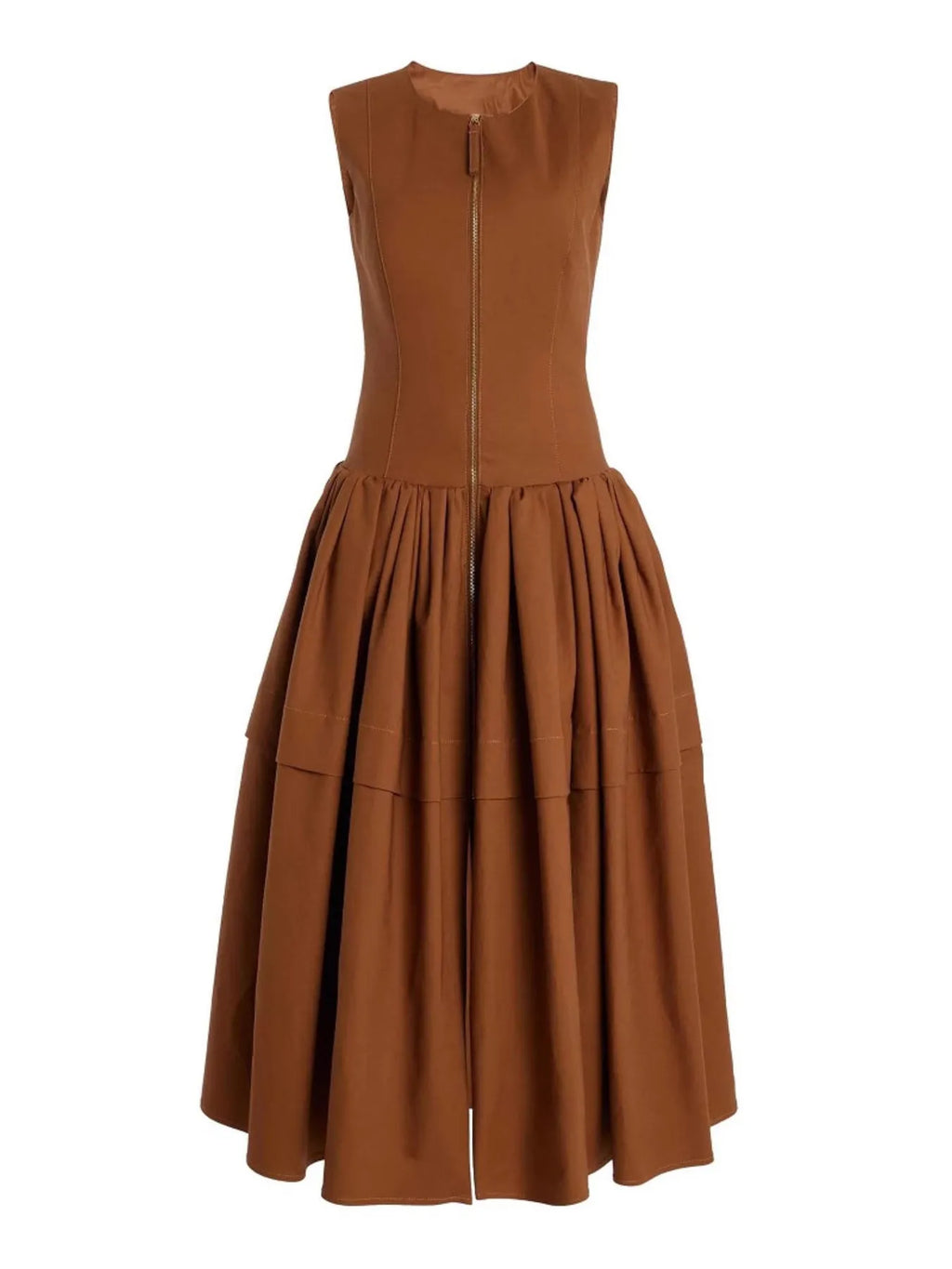 Zip Front Round Neck Sleeveless Dress.
