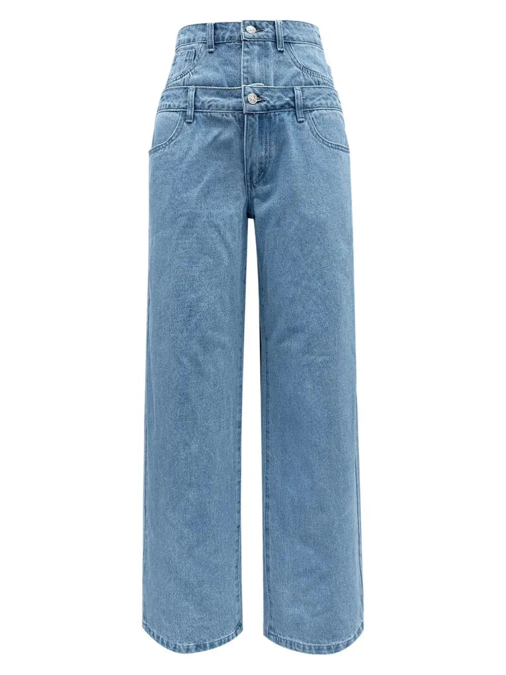Faux Layered High Waist Jeans.