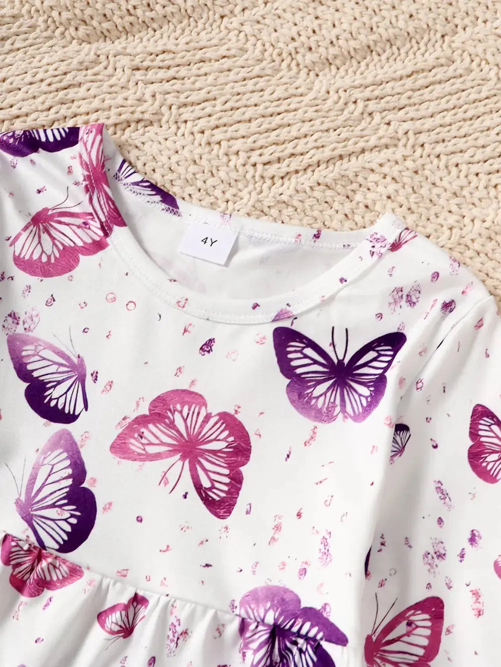 Children's Butterfly Print Top and Flare Pants Set.